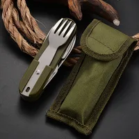 7 in 1 Multifunctional Outdoor Cutlery Portable Knife Spoon Fork Opener Can Opener Picnic Camping Hiking Trip Foldable Cutlery 1