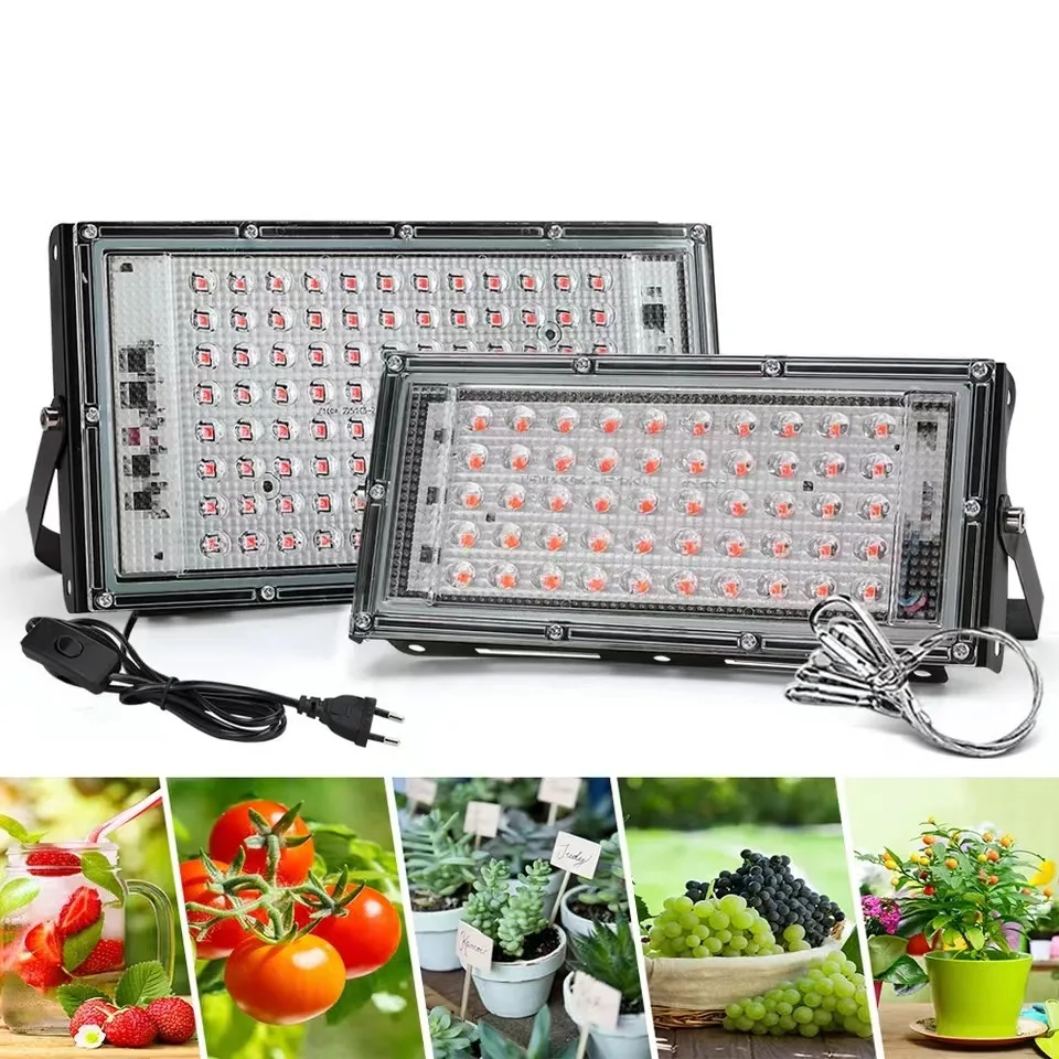 LED 식물 성장 조명, 풀 스펙트럼 관엽 식물 재배, 레드, 블루, 화이트 전구, 50W  100W