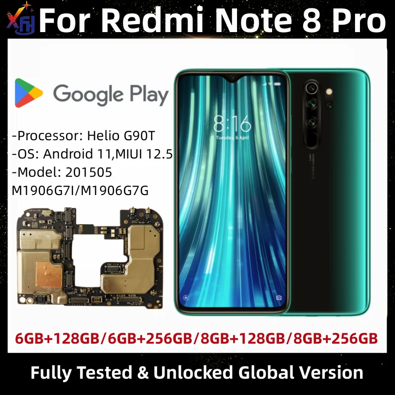 placa-mae-para-redmi-note-8-pro-modulo-pcb-mainboard-original-64gb-rom-de-128gb-chips-completos