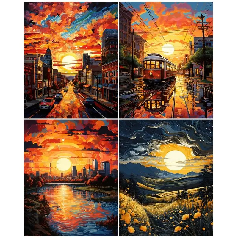 

GATYZTORY Frameless Painting By Numbers Scenery Modern Kits Digital Painting Drawing Paint By Numbers Kill Time Diy Home Decors