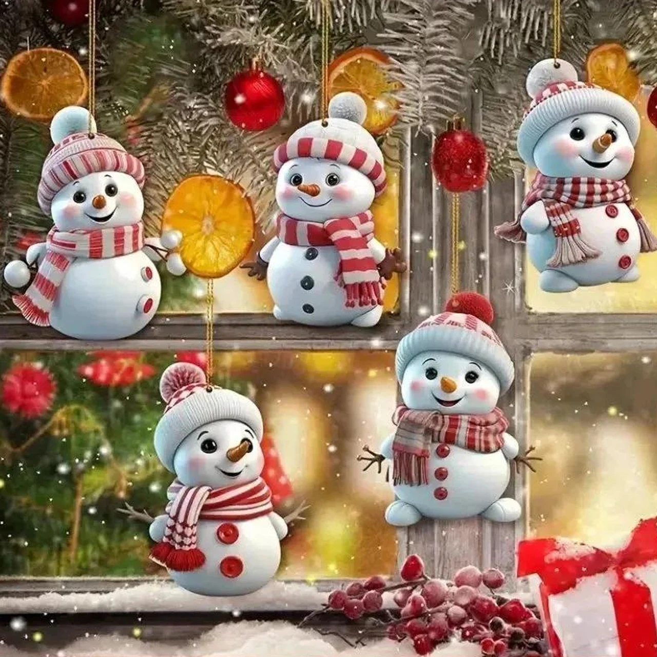Christmas Snowman Pendants Xmas Tree Hanging Ornaments Car Decoration Pendant Christmas Party Kids Toys Gift