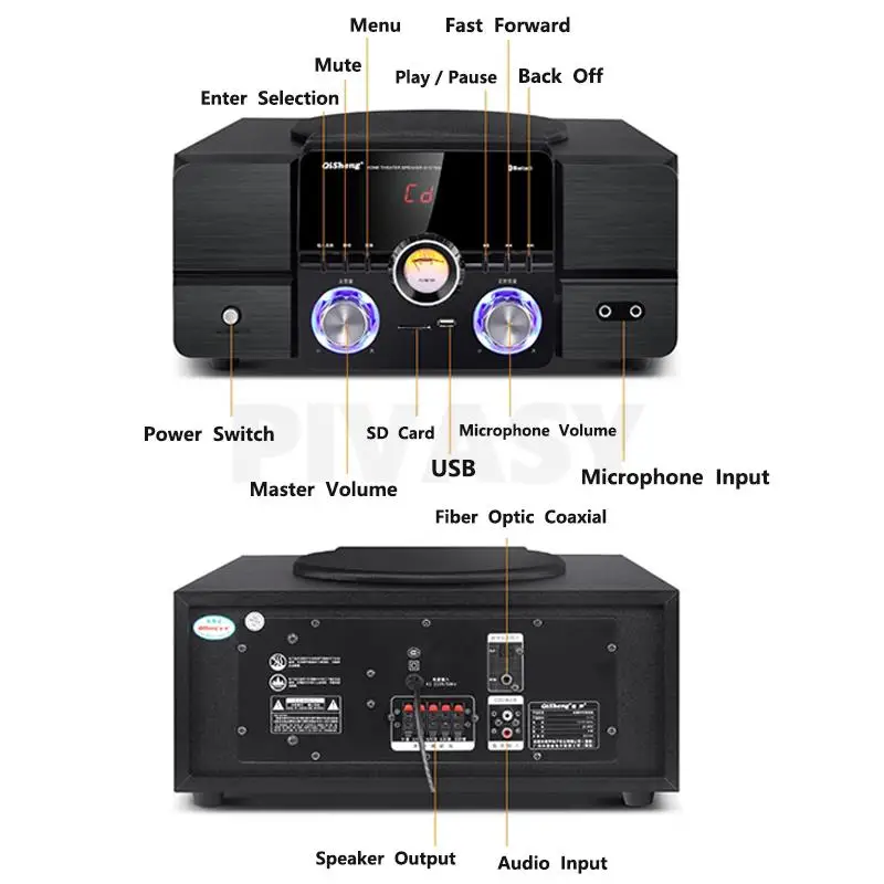 Bluetooth 5.1 High Power HiFi Fever Subwoofer Surround Stereo Active Speaker Wooden 8&Omega; Fiber Coaxial TV Home Theater Audio Set