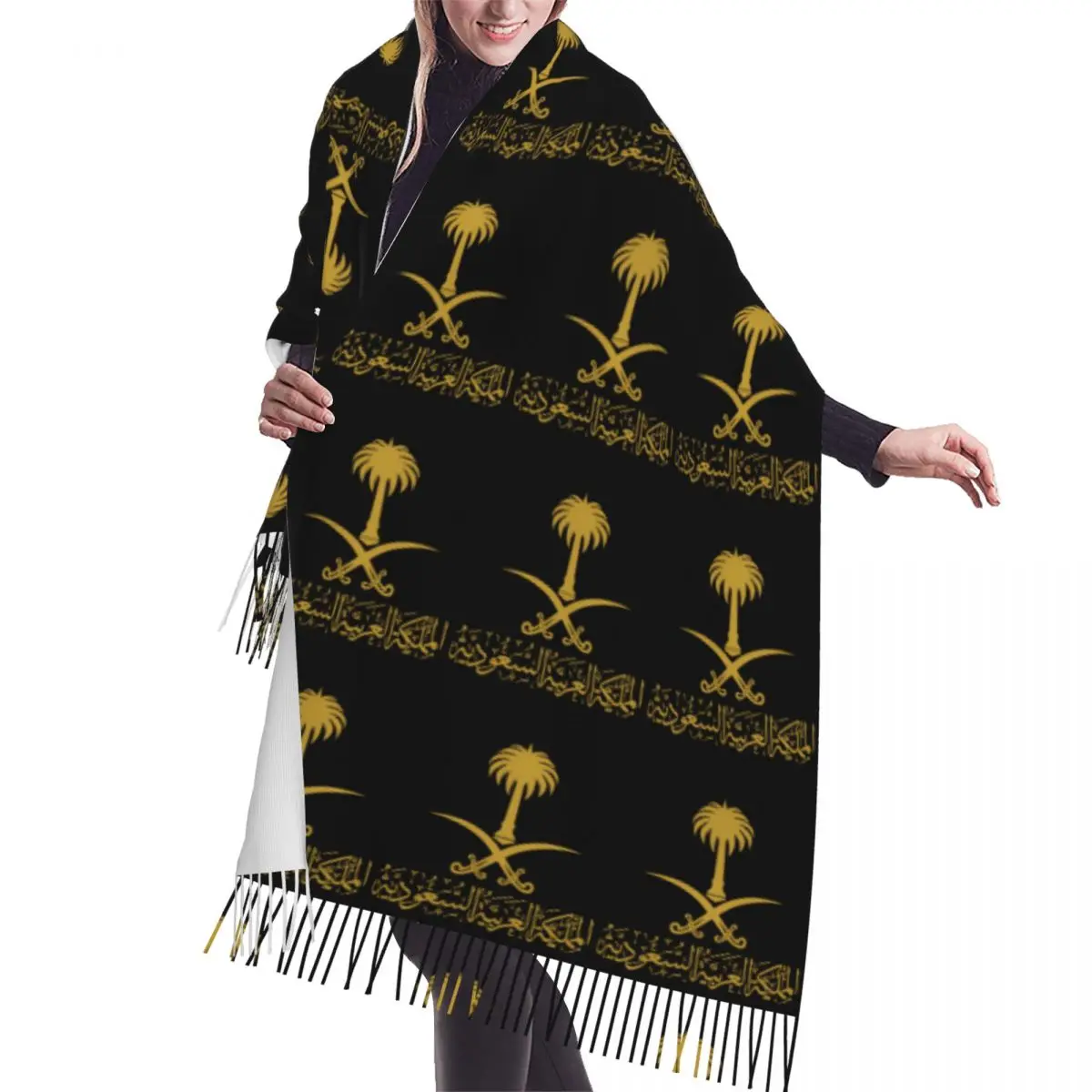 

Ladies Large Kingdom Of Saudi Arabia Fashion Luxury Versatile Scarves Women Winter Fall Soft Warm Tassel Shawl Wrap Scarf