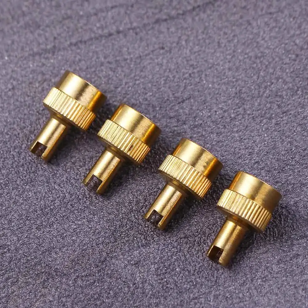 Set of 4 Metal Valve Caps with Built-in Core Remover Tool