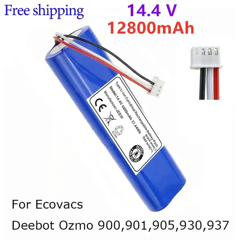 

Rechargeable Battery 2024NEW Hot Selling 14.4 V 12800mAh Robotic Vacuum Battery Pack for Ecovacs Deebot Ozmo 900 901 905 930 937