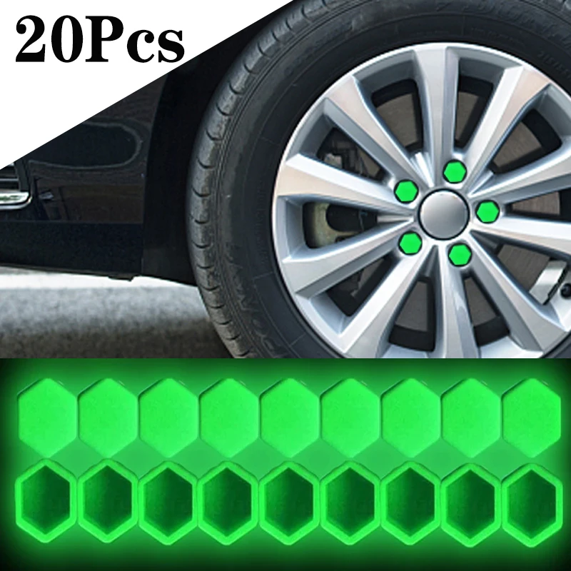 20pcs Car Luminous Hub Screw Cover Gel Wheel Nuts Screw Bolt Decorative