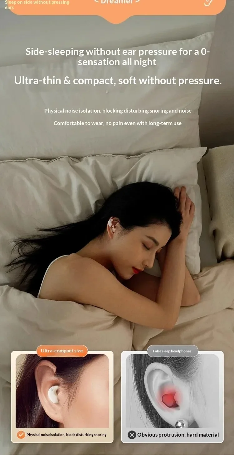 Ultra Sleep Wireless Bluetooth Earbuds For Side Sleepers Comfort_voghion.com
