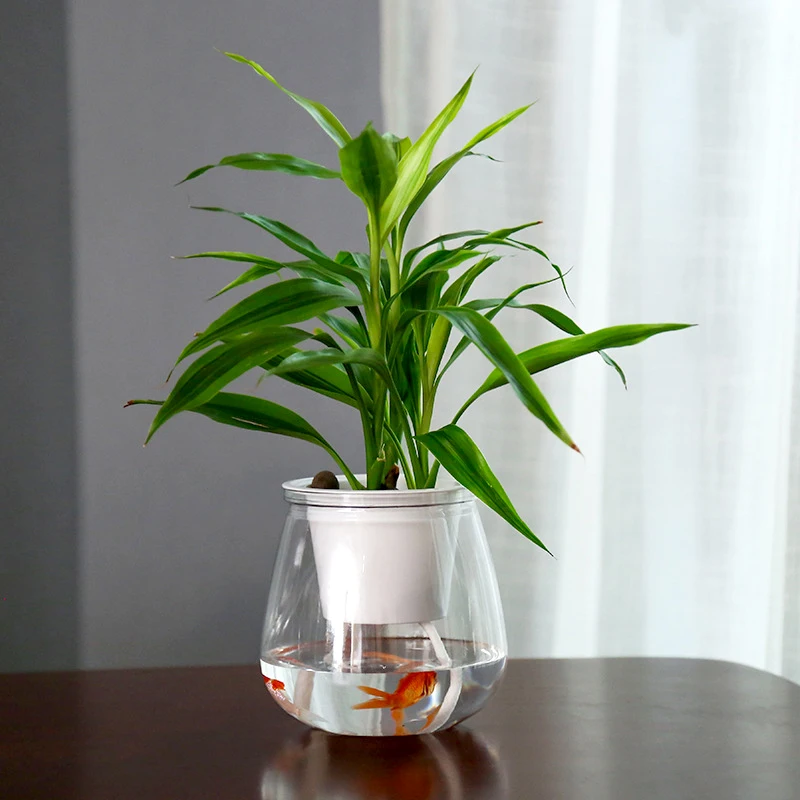 

1pc Lazy Flower Pot Thickened Plastic Material Transparent Modern Minimalist Style Flower Pot Hydroponic Soil Cultivation