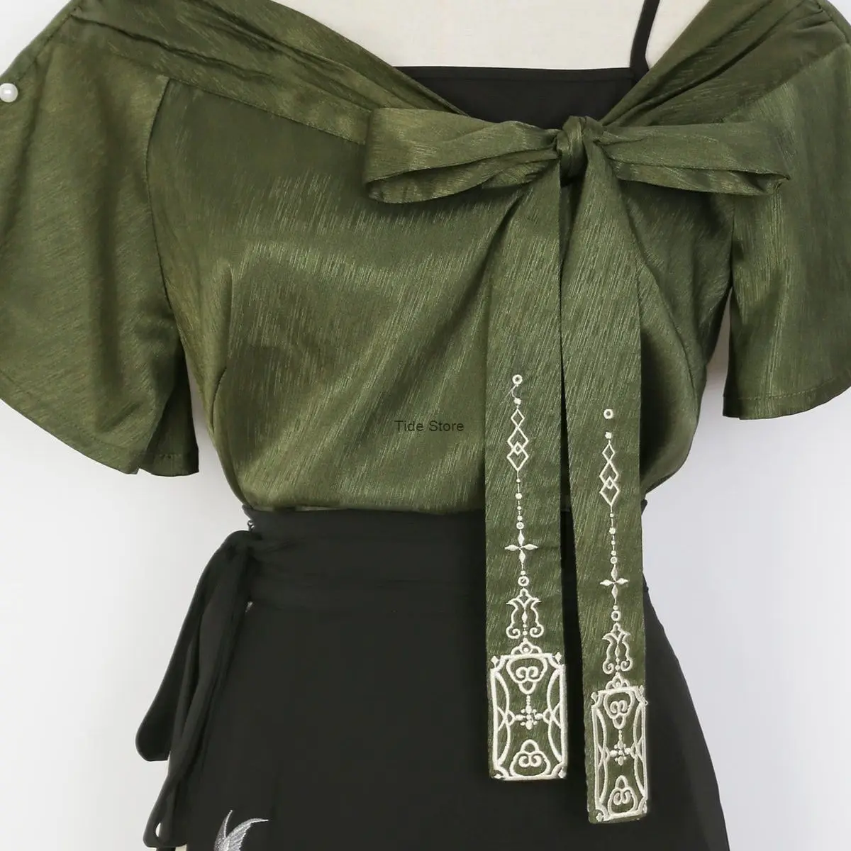 New Chinese Style Improved Han Element Super Immortal Ancient Style Daily Hanfu Set Summer Green Bamboo Embroidery [Liulu]