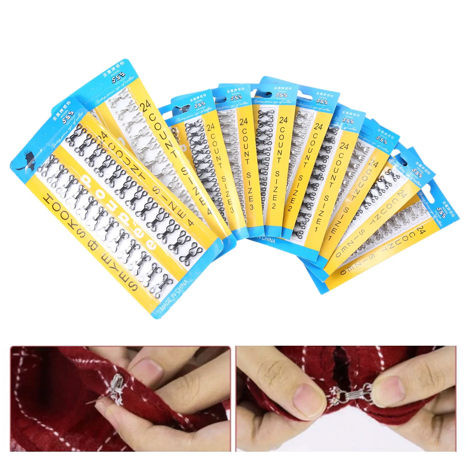 Garment Sewing Accessories 2 Bags Cloth Hook and Eye Fastener Metal Buckle Button for Suit Dress Collar Jacket Woolen Coat Shirt