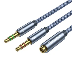Essager Dual Audio 3.5mm Y - Splitter Cable for Headphones and Microphones (Dark Gray)