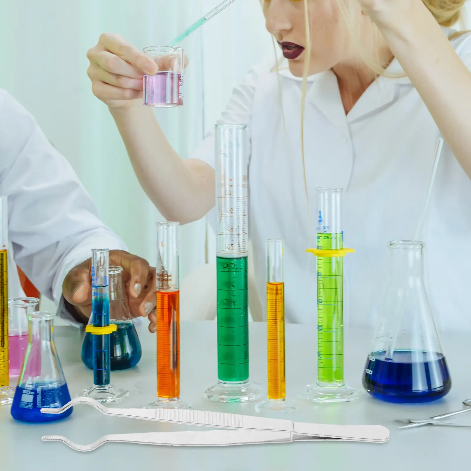 1Pcs 프리미엄 스테인레스 스틸 테스트 튜브 핀셋 장기 장비 교육 용품 실험을 위한 미끄럼 방지 그립