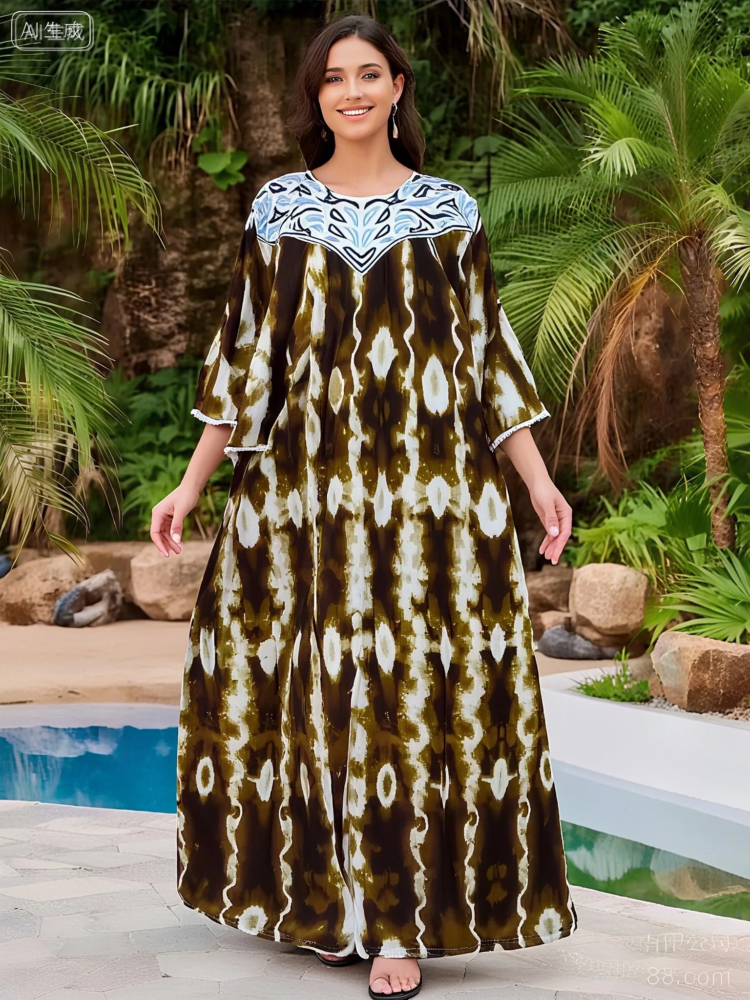 2025 Latest Party Dress Printed Pure Cotton Women Long Dress Dubai Casual Holiday Fashion Party Dresses African Abaya Clothing 2