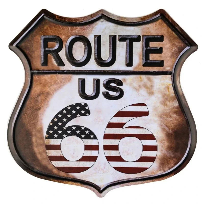 Фото Жестяные знаки Route 66 в винтажном стиле, металлический щит для гаража, мужской пещеры, бара, домашний декор для стен №5