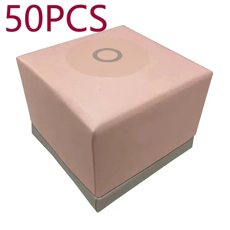 

50pcs Packaging Pink Paper Ring Boxes For Earrings Charms Europe Jewelry Case for Valentine's Day Gift Wholesale Lots Bulk