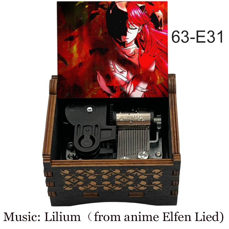 Anime Elfen Lied Wooden Music Box Lilium Song Silver Mechanical Boutique Wind Up  Grilfriend Birthday Gift Home Decoration 3