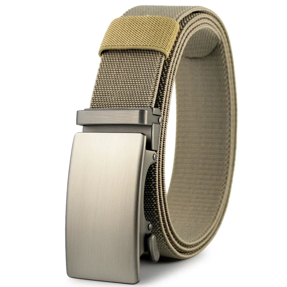 Versatile Stretch Nylon Belt with Auto-Lock Metal Buckle