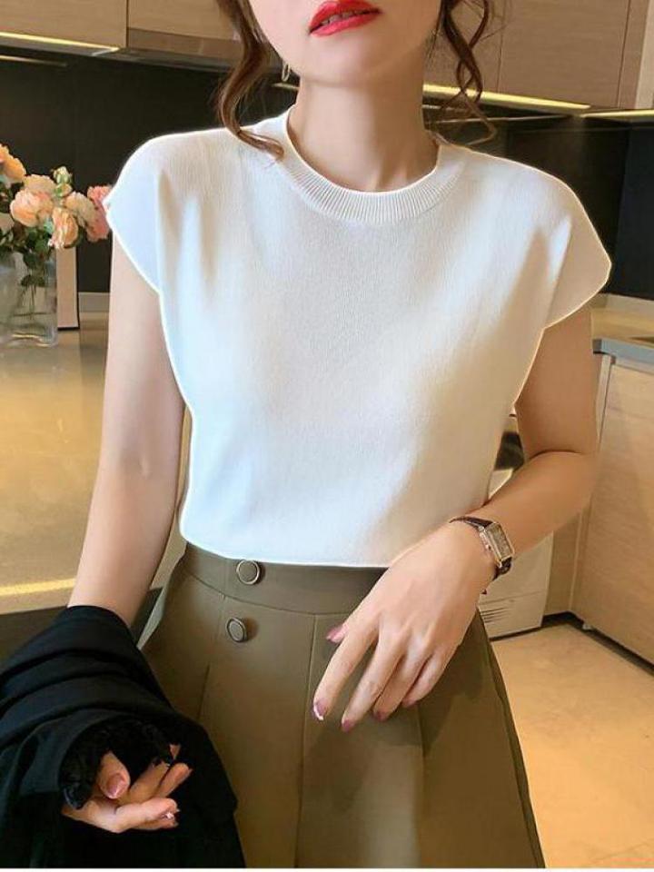 2025 Summer Womens Sweater Short Sleeve O-neck Slim Fit Knitted Pullovers Bottoming Casual Knitwear Pink Clothes