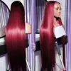 250 Density 99J Burgundy 13x6 Lace Frontal Human Hair Wigs Brazilian Colored 30 40 Inch Straight Red Lace Front Wigs Human Hair 1