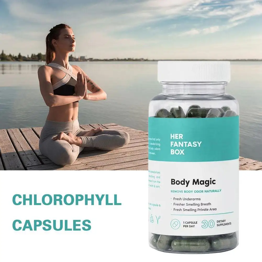 Chlorophyll Capsules 4 pcs Remove Body Odor Naturally Fresh Smelling Breath Fresh Smelling Private Area 30 Dietary Supplements