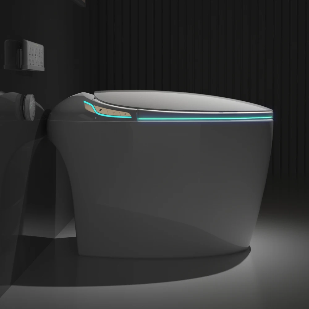 Unique Smart Toilet with Bidet Built In, Intelligent One Piece Toilet For Modern Bathroom, Auto Open/Close Seat, Foot Sensor 3