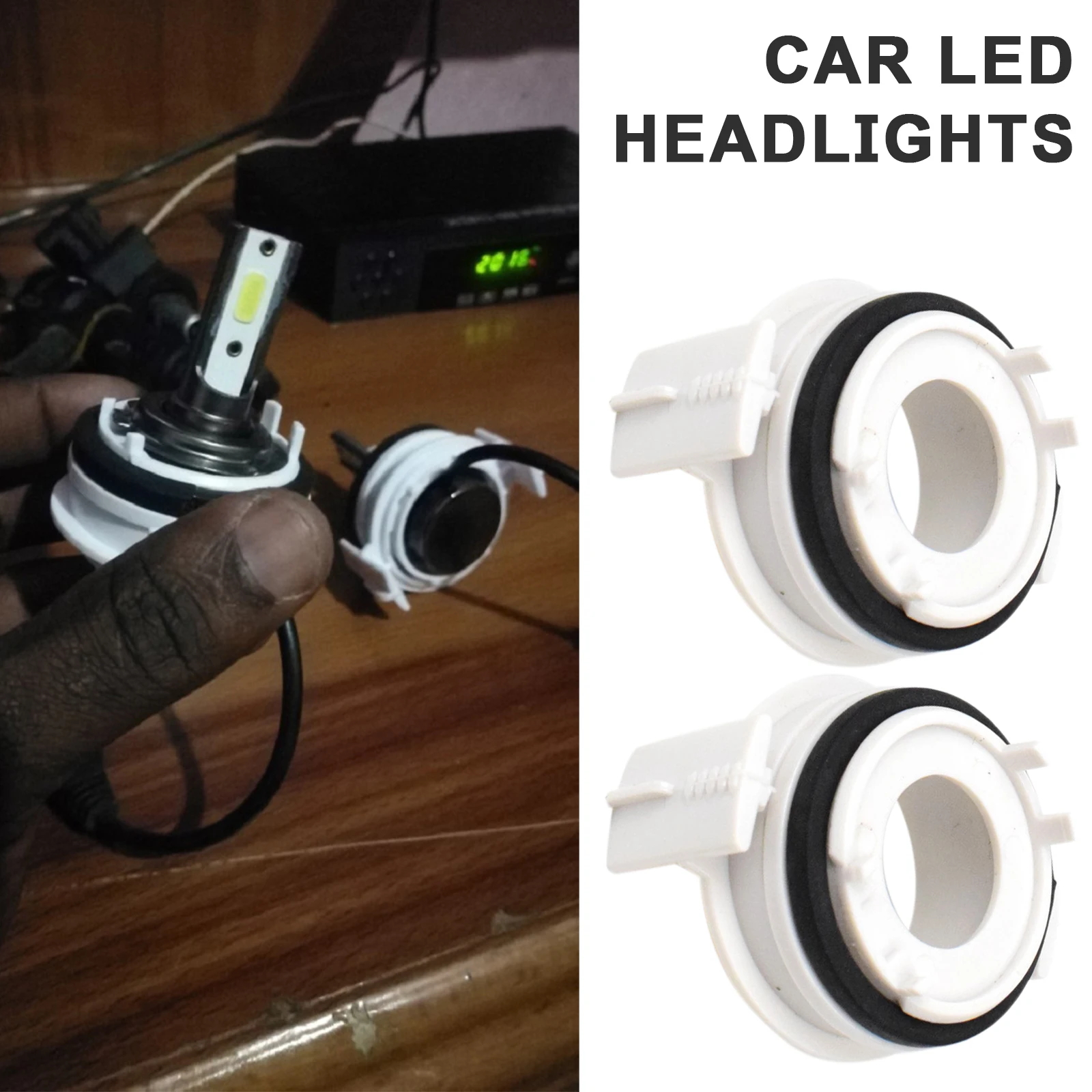 2 Pcs H7 Car LED Headlight Bulbs Retainer Base Holder Adapter For BMW E46 E65 E90 3 Series 325ci 325i 330ci 330i M3 328Ci 323i