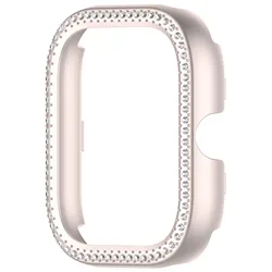 Bling Diamond Crystal Bumper Protector Shell for Smart Watch - PC Hollow Case Cover Accessory (Beige)