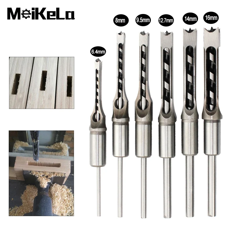6 Pz Hss Twist Drill Bits Square Coclea Mortasing Scalpello Trapano Set Foro Quadrato Lavorazione Del Legno Trapano Strumenti Kit Set Sega Estesa Bh01