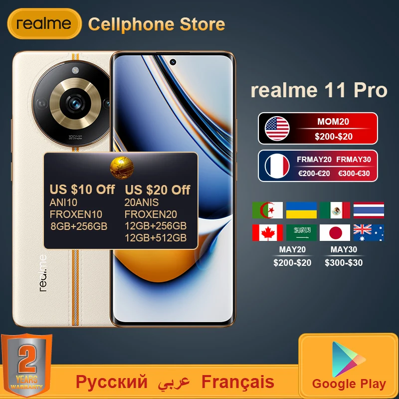  Original realme 11 Pro 5G Mobile Phone Dimensity 7050 6.7 AMOLED 5000mAh 100MP Camera 67W Supercharge Smartphone 