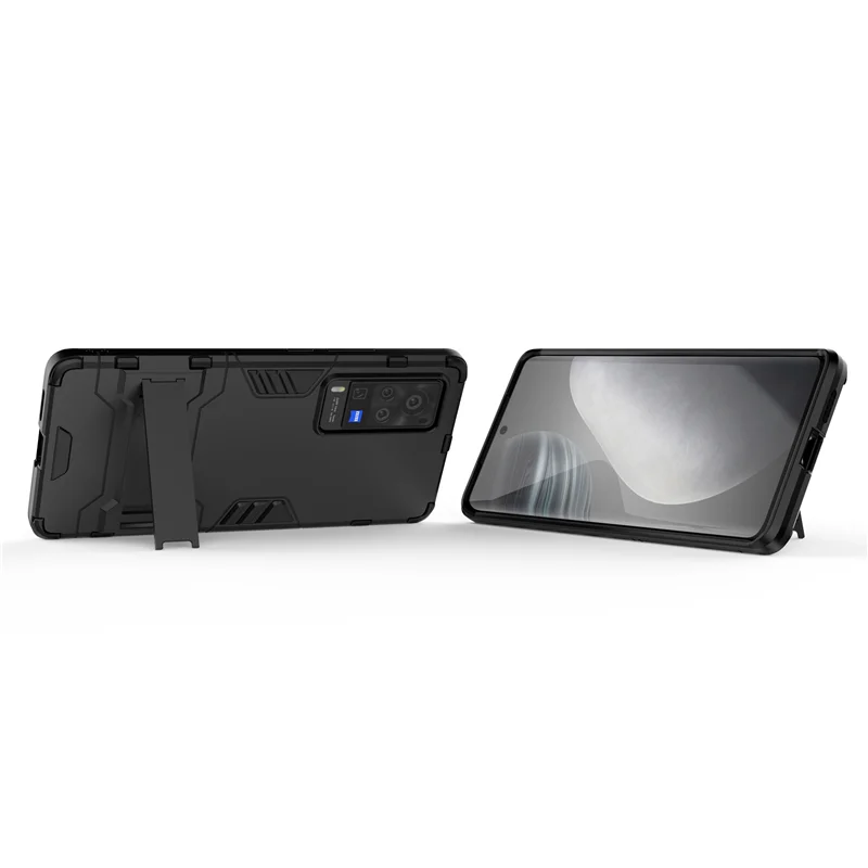 Magnetic Metal Ring Holder Shockproof Armor Case with TPU Bumper and Hard Plastic Back Cover