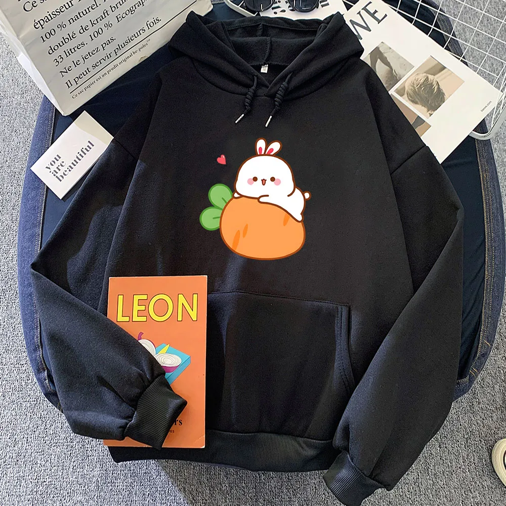 Rabbit and Carrot Cute Printed Hoodies Women/Men Kawaii Cartoon Print Sweatshirts Winter Comfortable Casual Girls Pullovers Tops
