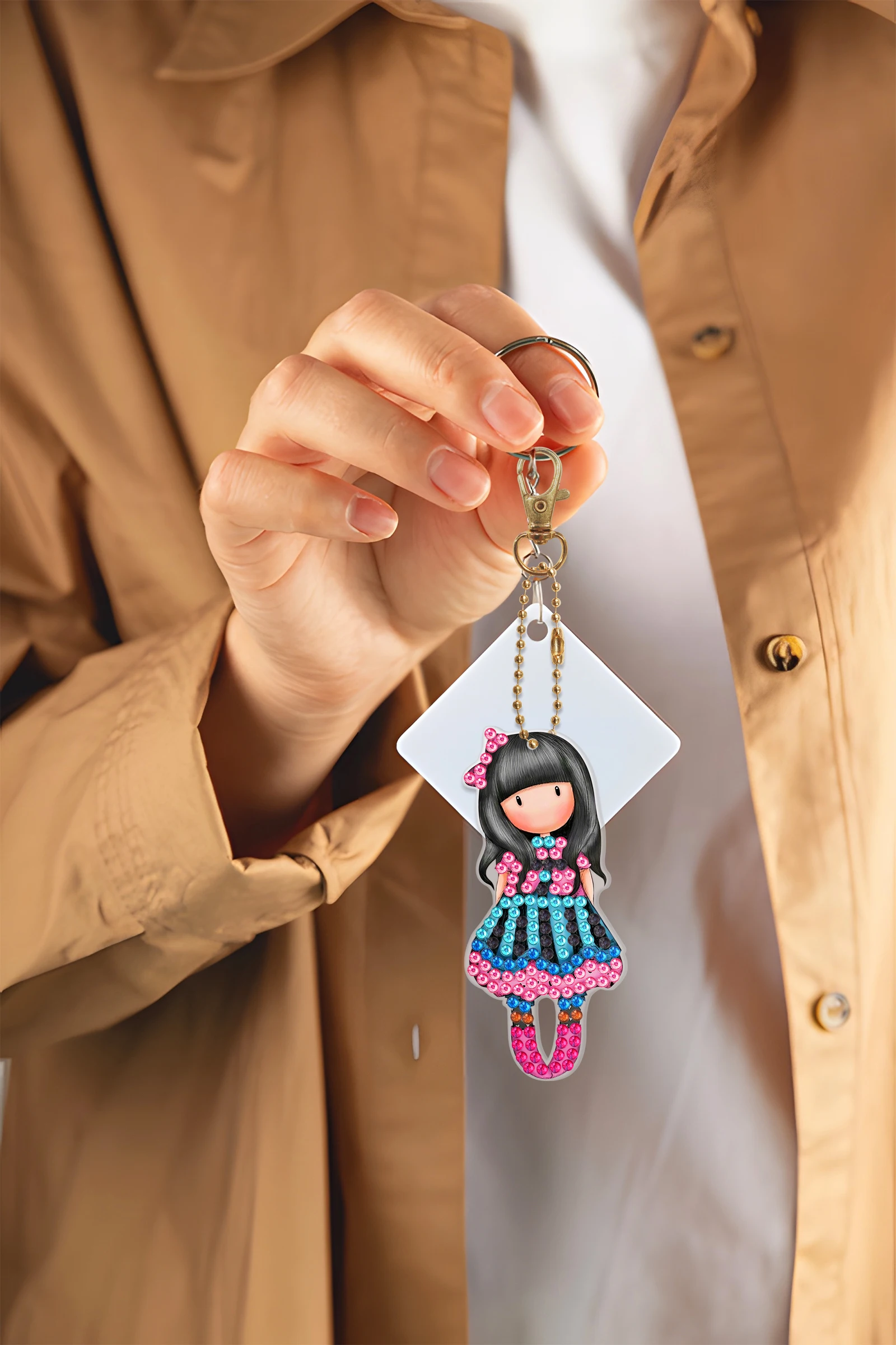 5d Diamond Painting Keychain Cartoon Cute Girl Keychain Diamond Mosaic Set Diy Gift Daughter diamond keychains diamond painting