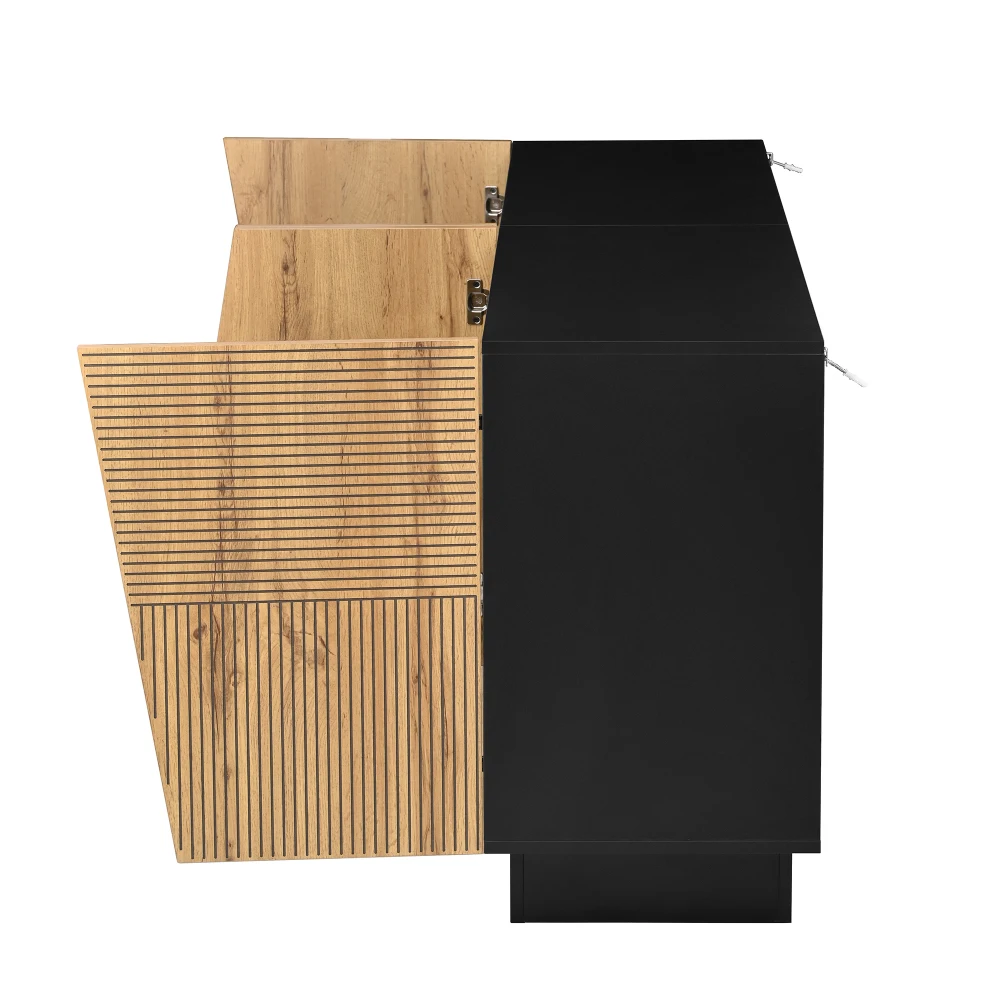 Modernes Seitenbrett 160 cm mit großem Stauraum, geometrischem Design und verstellbarem Einsatzboden – Aufbewahrungsschrank für das Wohnzimmer – Detail 16