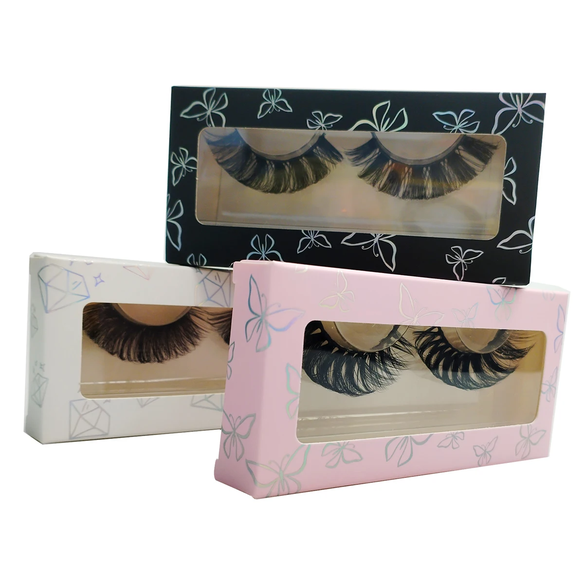 Wholesale Heart Lash Boxes Russian Eyelashes Box Package Custom Natural lash Packaging  Logo 18-25 MM  Black Butterfly Packaging 2
