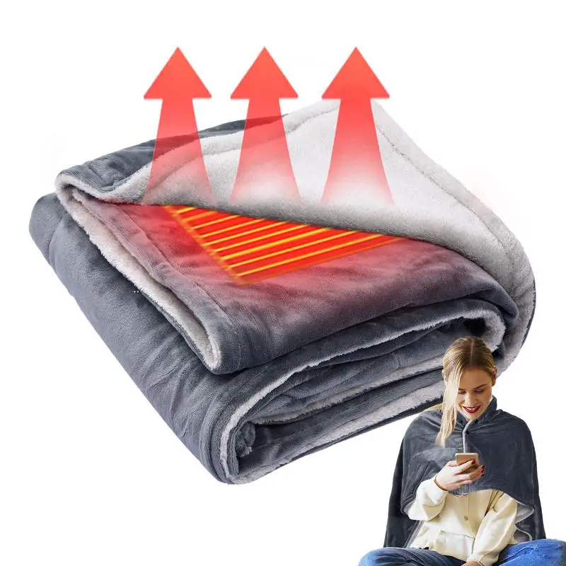 

Электрическое одеяло с подогревом USB, теплая шаль, 3 режима, регулируемое одеяло, зимняя накидка с быстрым подогревом, накидка для плеч