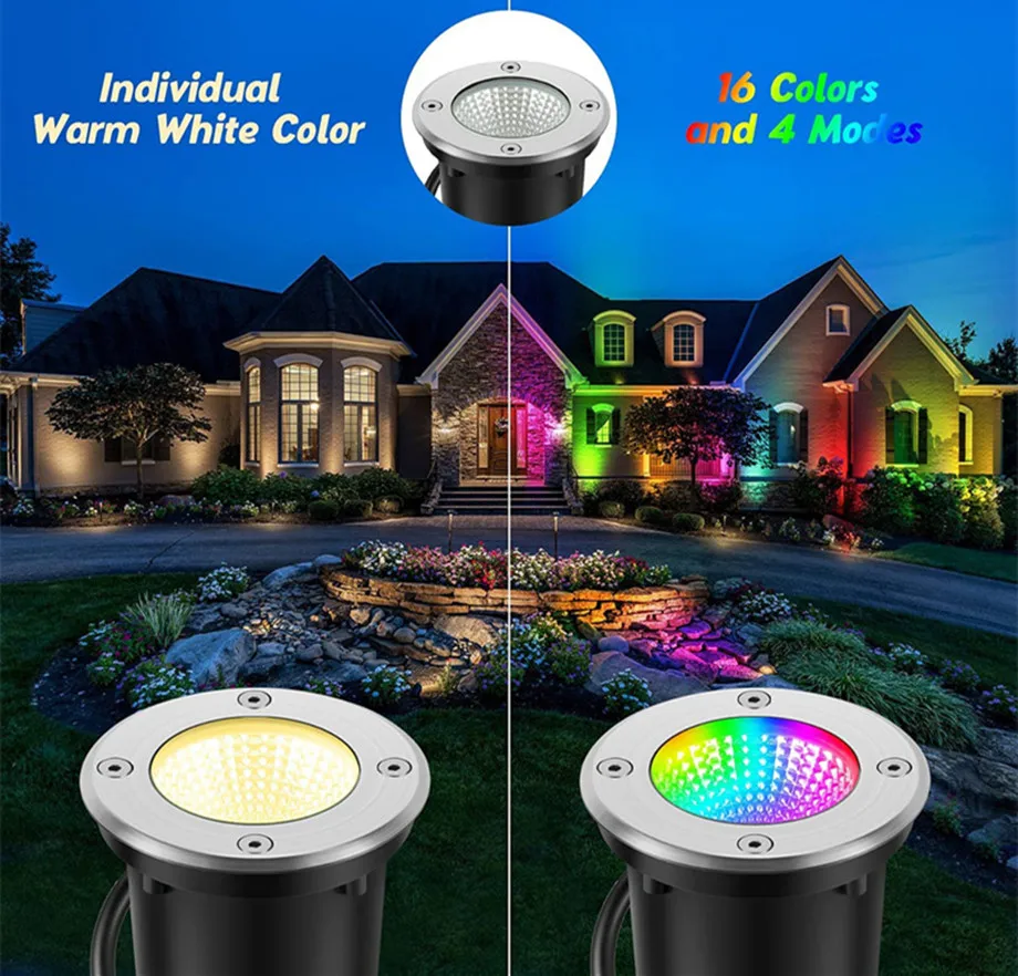 RGB 10W LED 지중 조명 야외 방수 마당 계단 공원 스포트라이트 보도 경로 바닥 매립형 램프 110V