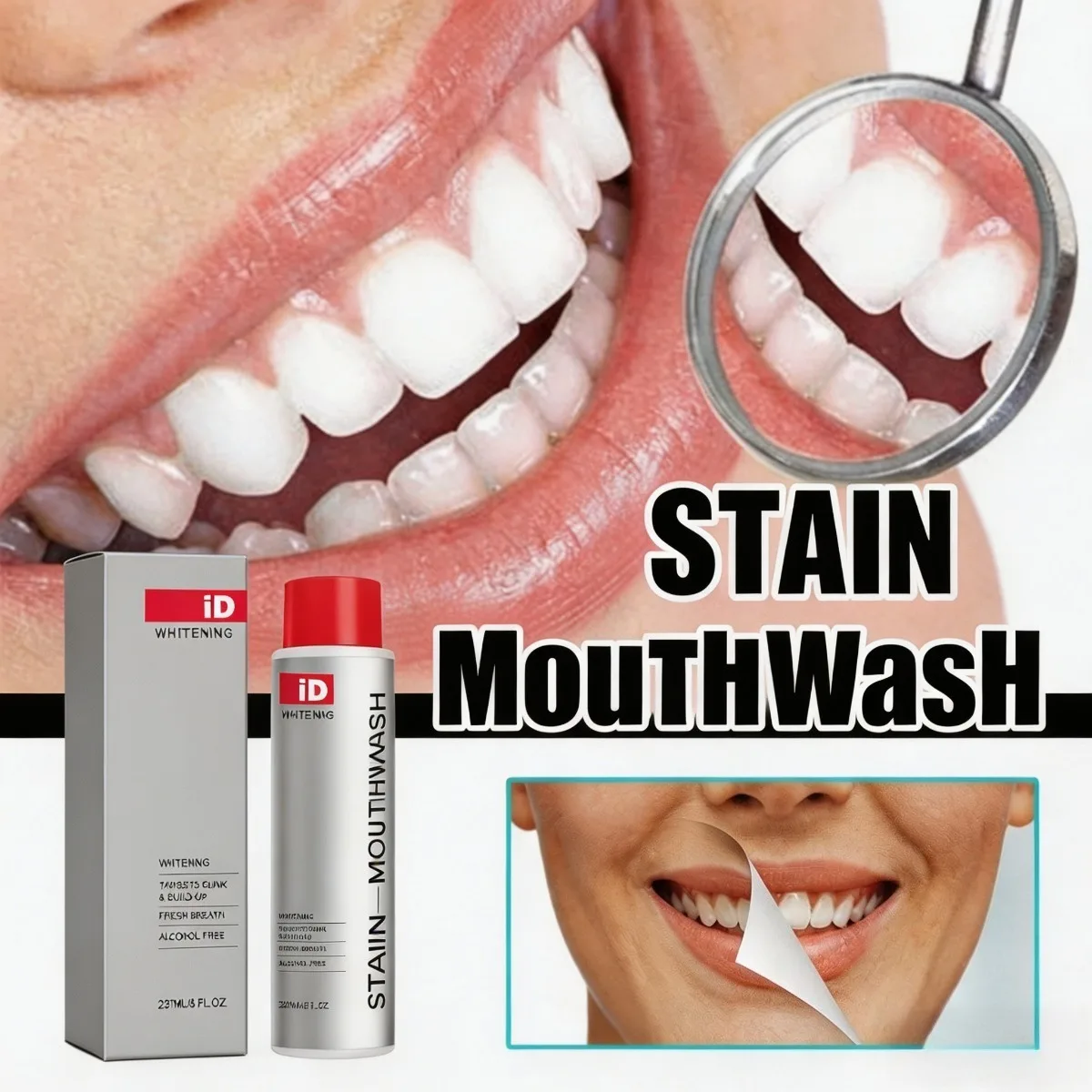 Stain Whitening Mouthwash Fresh Breath Remove Plaque Stains Enamel Safe Lasting Freshness Protect Gum Oral Care