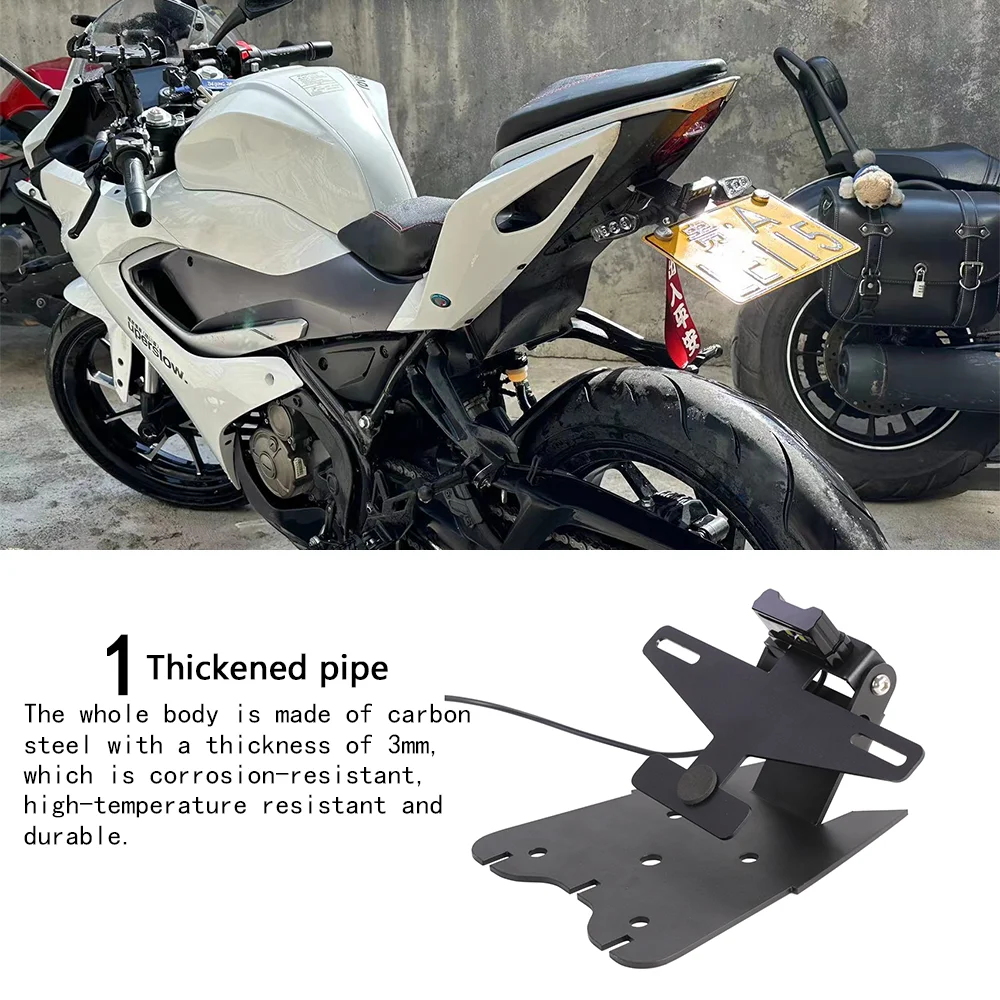 QJMOTOR SRK250 SRK150용 LED 라이트 액세서리가 포함된 오토바이 번호판 마운트 홀더 테일 타이디 펜더 제거기