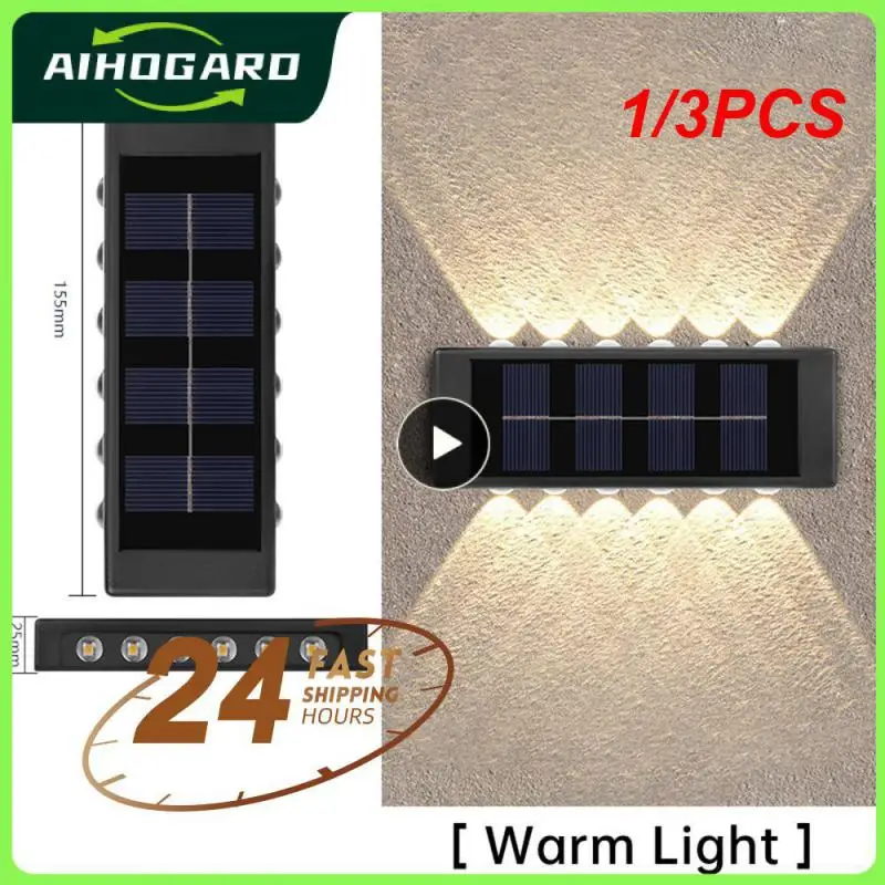 

1/3PCS Solar Wall Lamp Outdoor Waterproof Up And Down Luminous Lighting