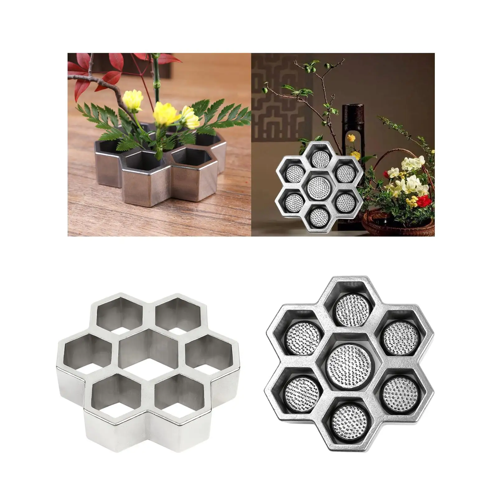 Flower Arranger Tool 7 Holes Chinese Durable Metal Flower Holder Plant Fixation for Hotel Living Room Coffee Shop Office Bedroom