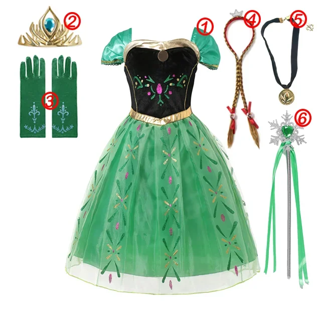 thumbnail image 1 of Disney-vestido de princesa Elsa y Anna para niñas, traje de malla para Cumpleaños, Halloween, carnaval, fiesta de Pascua, disfraz de Frozen, 2024, 1 of 5