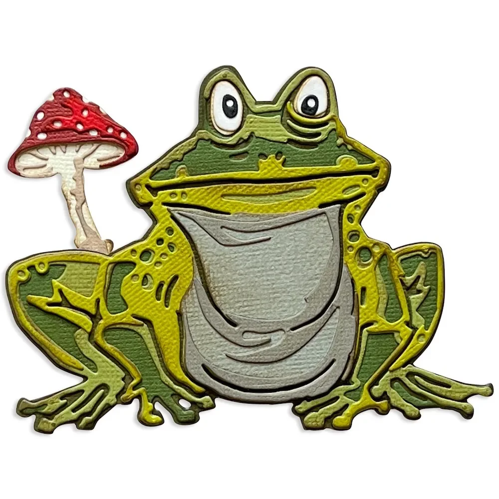 2023 Luglio New Retro Halloween Toad Frog Pattern Metal Cutting Dies Per Fare Biglietti Di Auguri Di Carta Scrapbooking No Clear Timbri