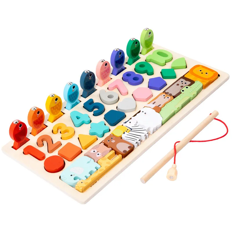 Montessori Wooden Toys Kids Busy Board Shape & Number Matching Digital Shape Educational Toys For Children Gifts 5
