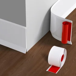 Self - Adhesive Waterproof PVC Skirting Line - 2m x 8cm Rubber Edge Trim - 2M (WHITE)