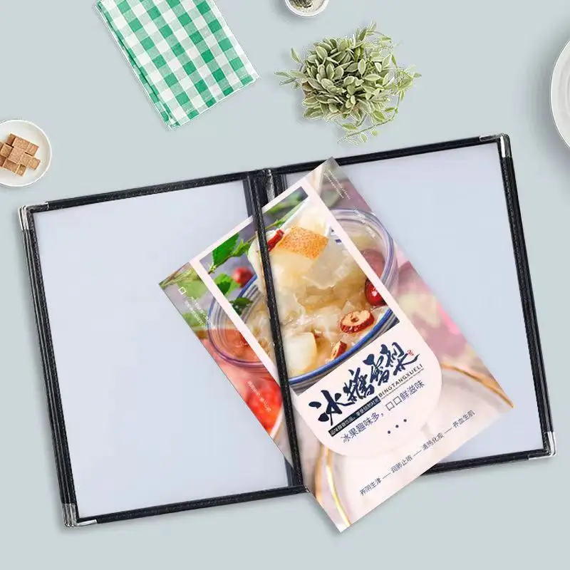 1 Page 2 View Menu Covers 8.5 x 11 Inch Transparent Restaurant  Menu  Folder with Metal Corners Fits A4 Size Paper