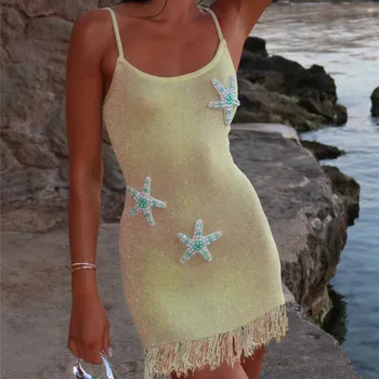 Calista Starfish Beaded Knit Mini Dress. 2