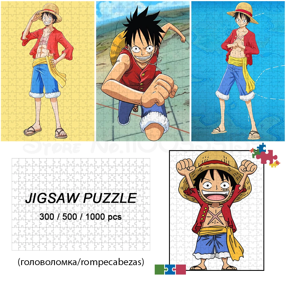 Monkey D. Luffy Jigsaw Puzzles One Piece Anime Board Games Japanese Style Cartoon Toys Hobbies for Children Restless Education hawaii the natives are restless 1 cd