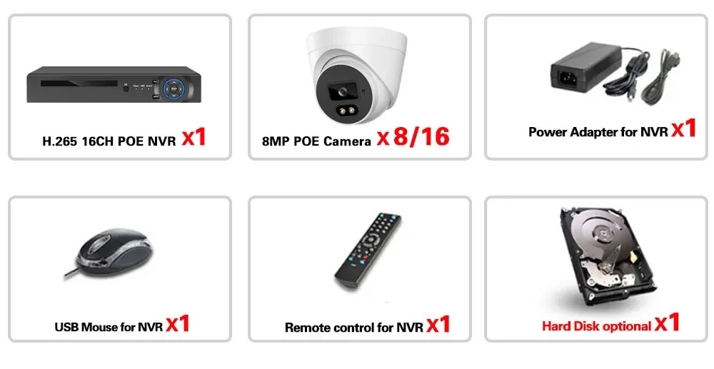 S1085463e4f7847d6a05aebd8cbf10b0dU 16CH 4K POE NVR System 8MP HD POE Security IP Camera Color Night Vision Human Detect Remote Access Smart Video Surveillance Kit