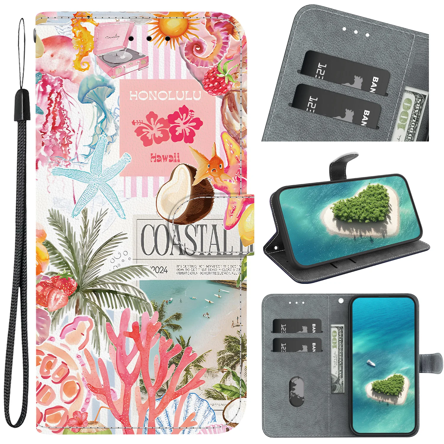 Luxurious Magnetic Leather Flip Wallet Phone Case Cover