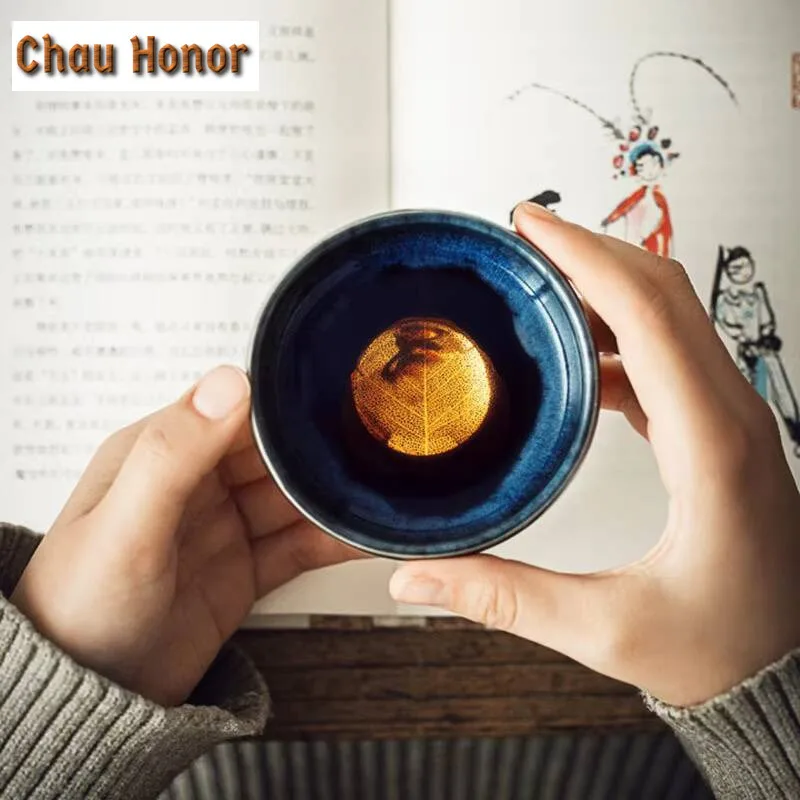 Tianmu Glaze Teacup Household Ceramic Kung Fu Tea Set Accessories Master Personal Single Mug Porcelain Teaware Customized Gift